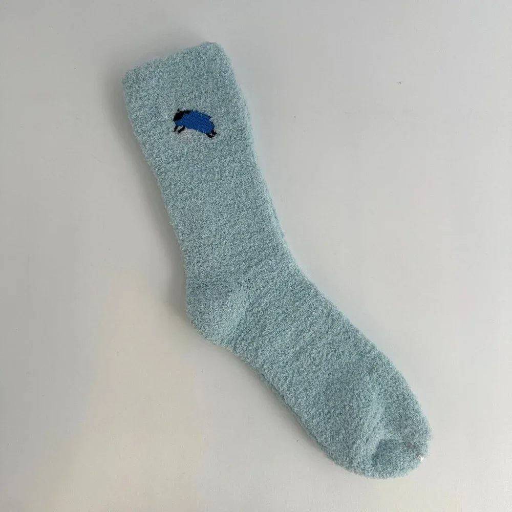 Soft Surroundings Sleepy Sheepy Socks Light Blue OS Fuzzy Comfy Socks Lounge NEW